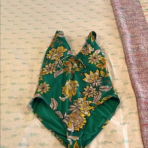 Floral Green Kids Swimsuit